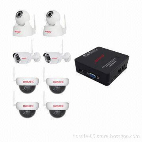 8CH 720P NVR kit with 4pcs WiFi cameras, supports 3G and WiFi dongle, 1TB mobile HDD optional